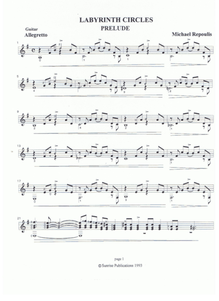 Labyrinth Circles Prelude Classical Guitar scores gallery preview page 1