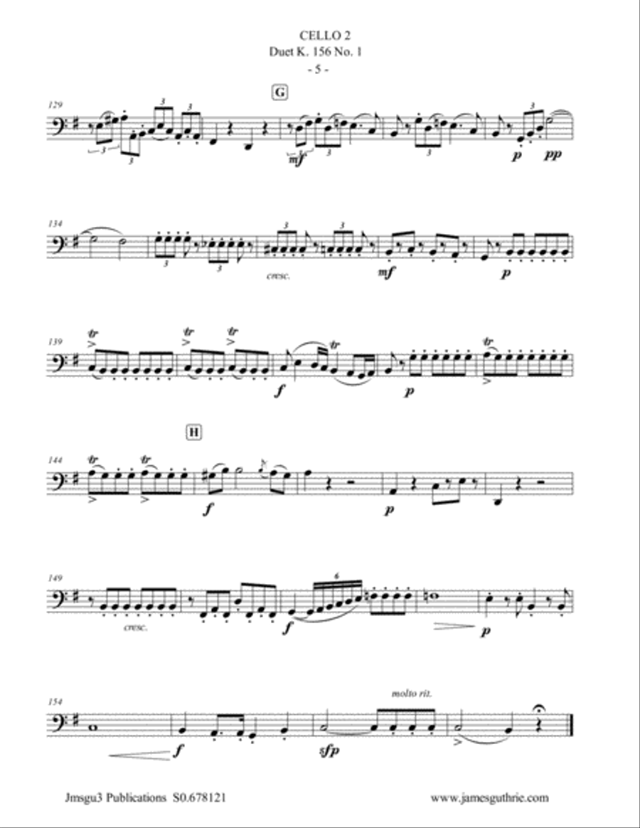 Mozart: Duet K. 156 No. 1 for Cello Duo String Duet scores gallery preview page 5