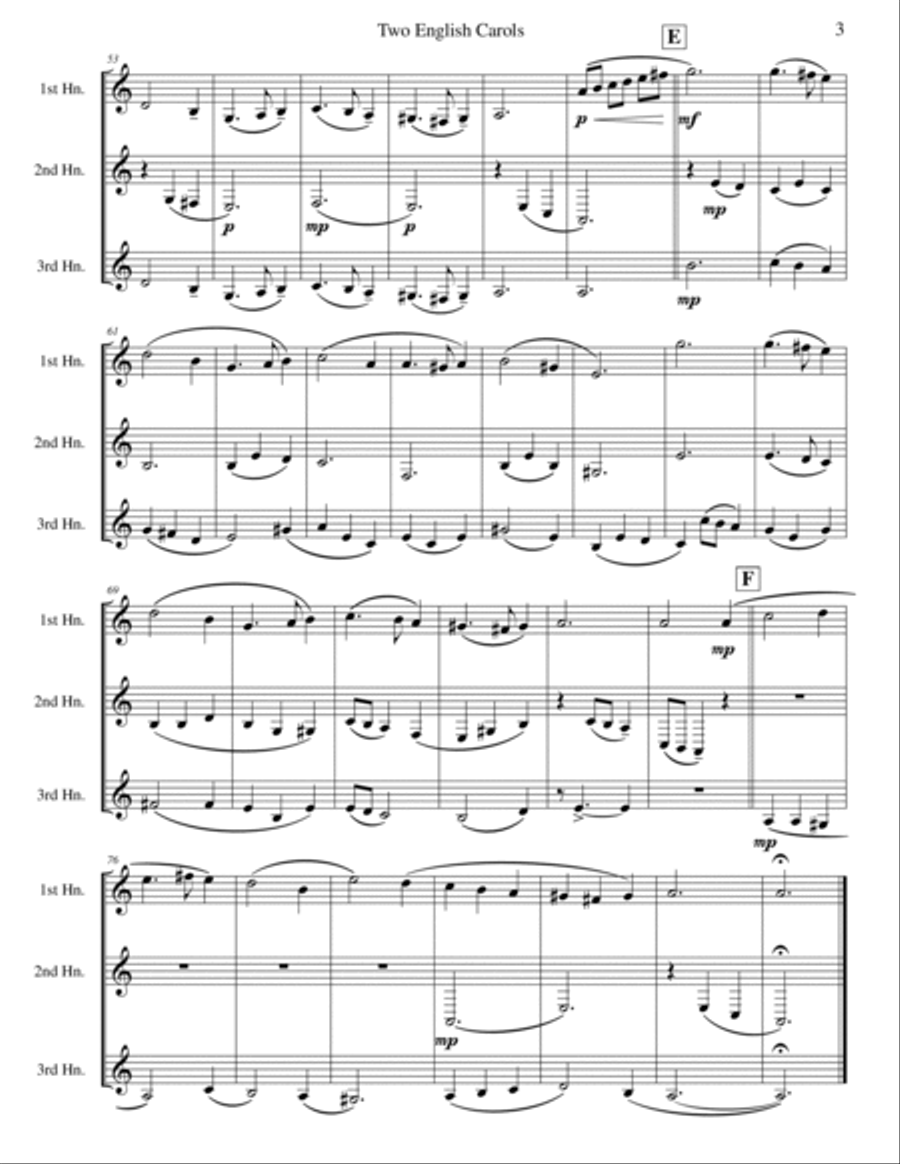 Two English Carols (Coventry Carol; What Child Is This?) - Horn Trio Brass Trio scores gallery preview page 3