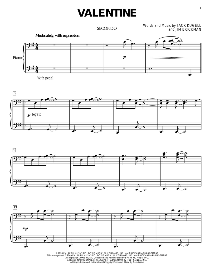 Valentine Piano Duet scores gallery preview page 1
