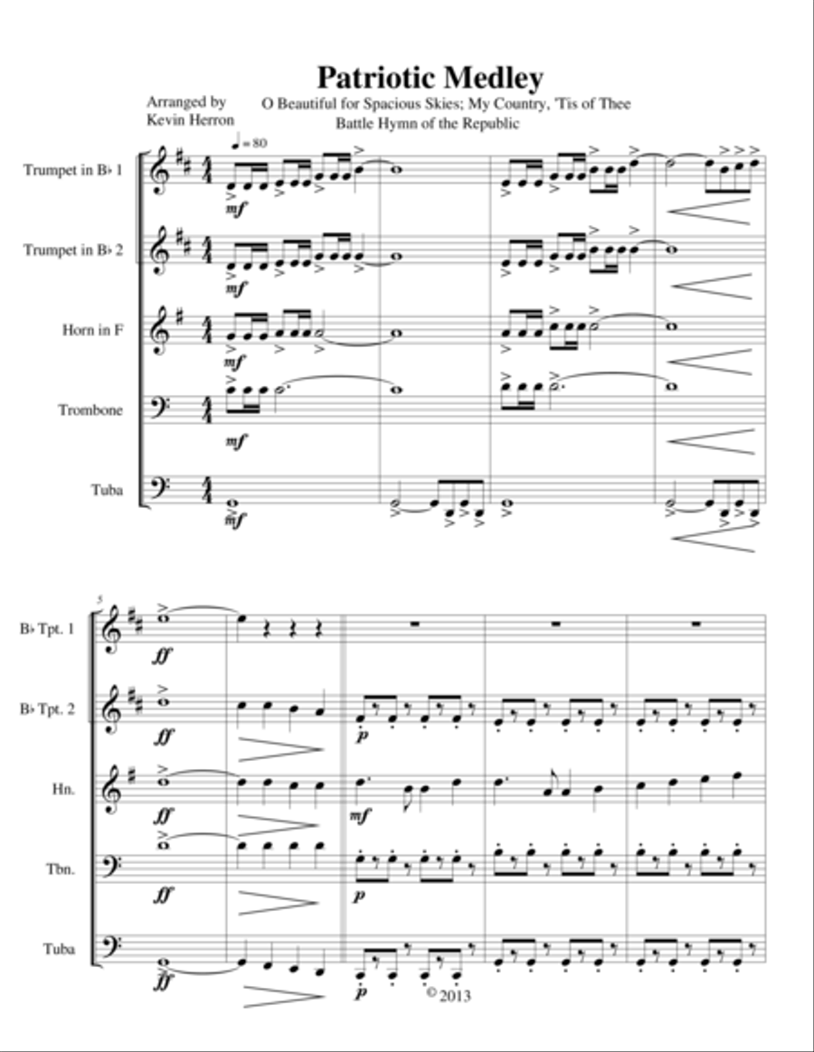 Patriotic Medley Brass Ensemble scores gallery preview page 1