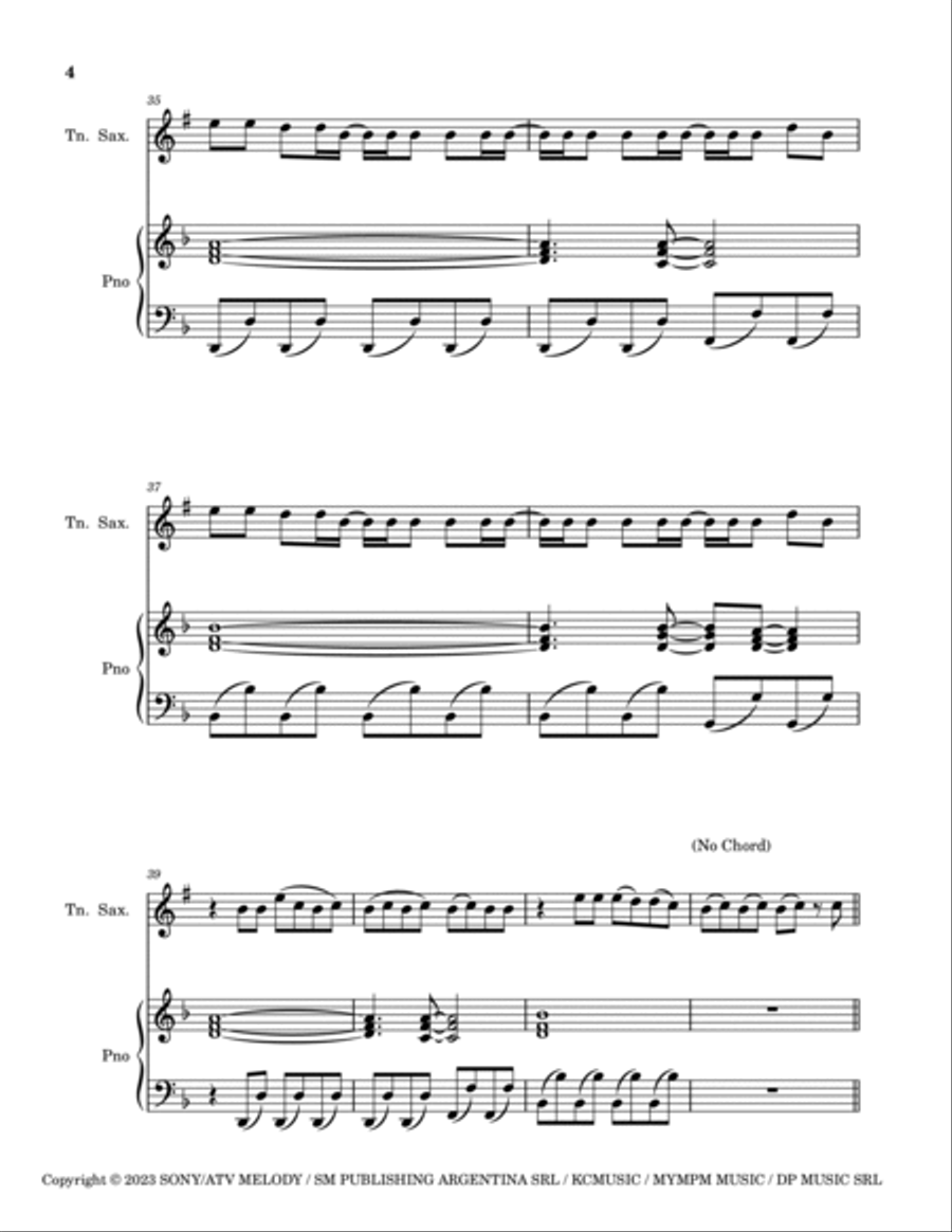 Shakira: Bzrp Music Sessions Vol. 53 Tenor Saxophone scores gallery preview page 4