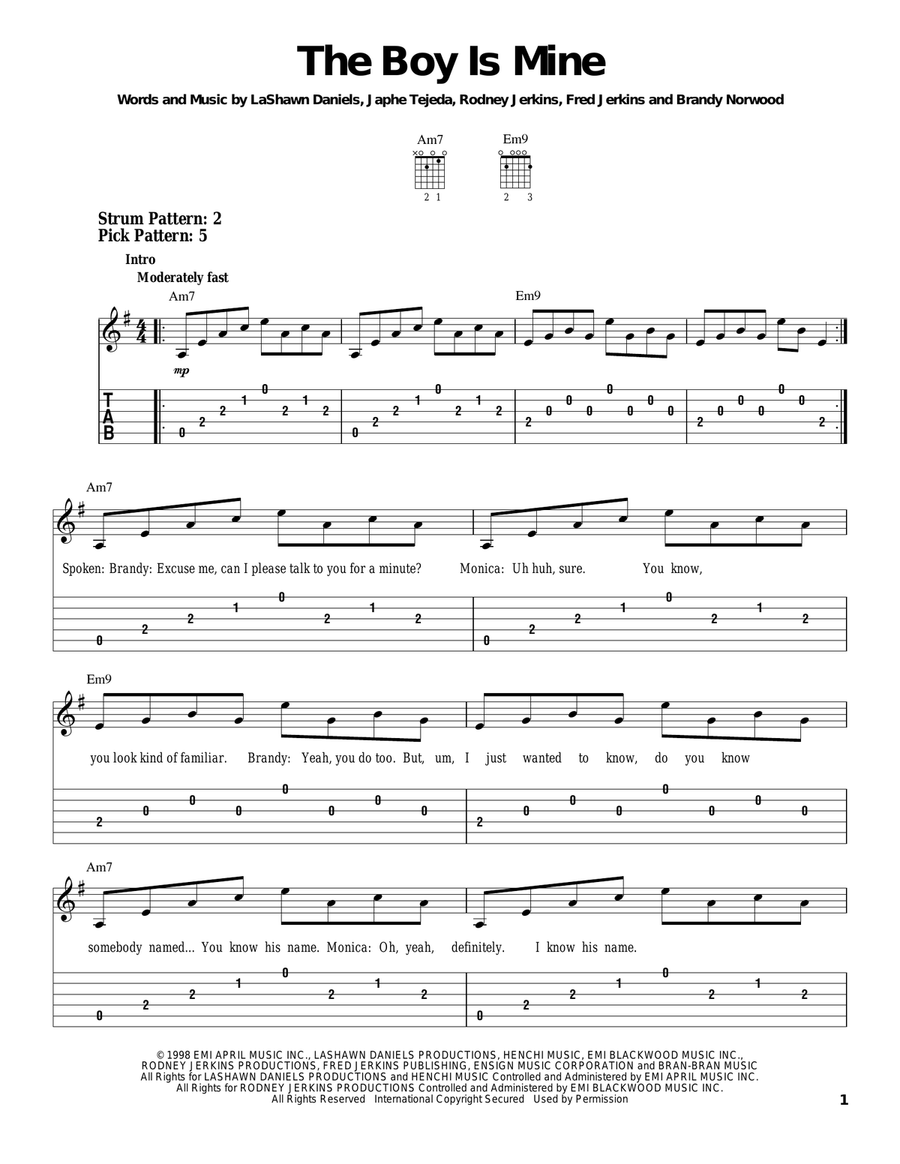 The Boy Is Mine Acoustic Guitar scores gallery preview page 1