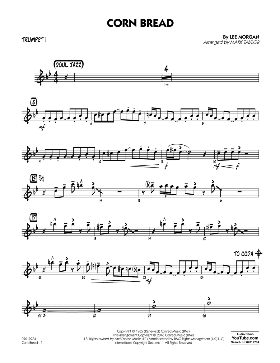 Corn Bread - Trumpet 1 Jazz Ensemble scores gallery preview page 1