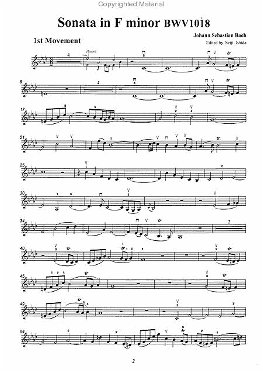 Sonata in F minor, BWV1018 Violin scores gallery preview page 2