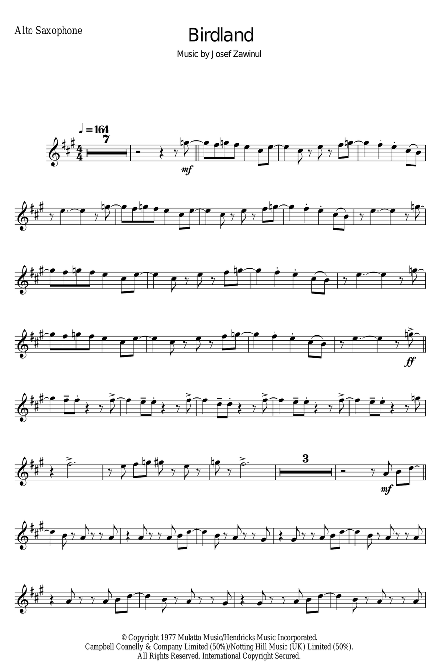 Birdland Birdland Alto Saxophone scores gallery preview page 1
