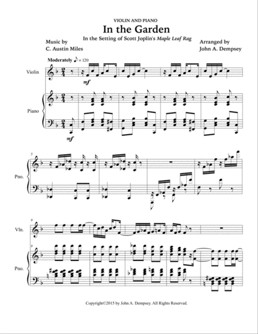 In the Garden / Maple Leaf Rag (Violin and Piano) Violin Solo scores gallery preview page 4
