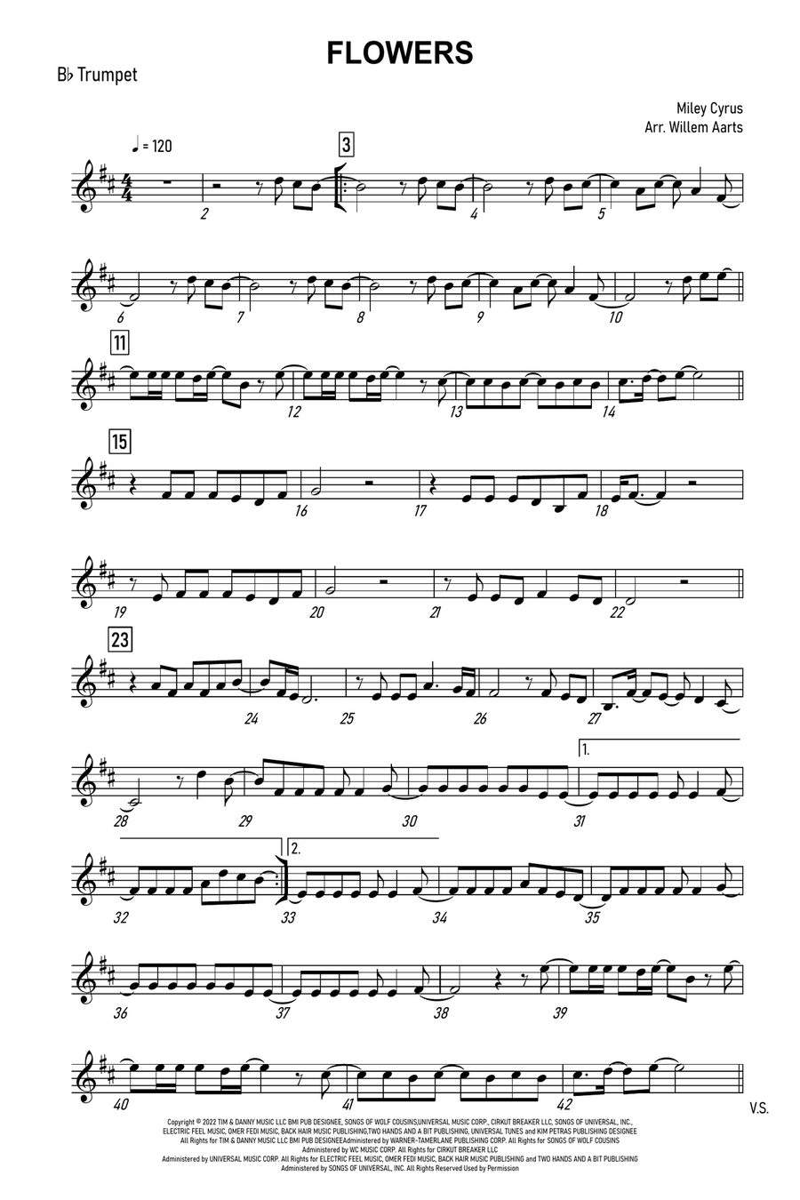 Flowers B-Flat Trumpet scores gallery preview page 5
