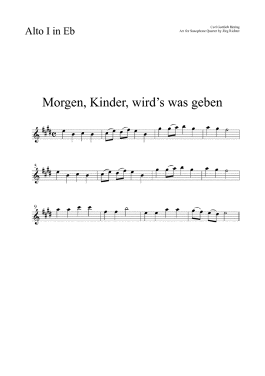 Tomorrow, children, there will be something (Morgen, Kinder, wird’s was geben) for Saxophone Quart Saxophone Quartet scores gallery preview page 3