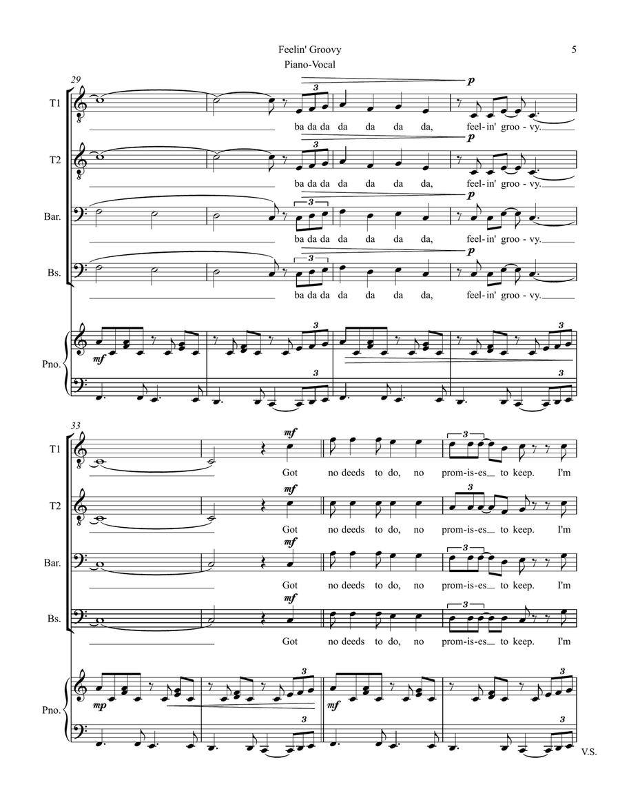 The 59th Street Bridge Song (feelin' Groovy) TTBB scores gallery preview page 5