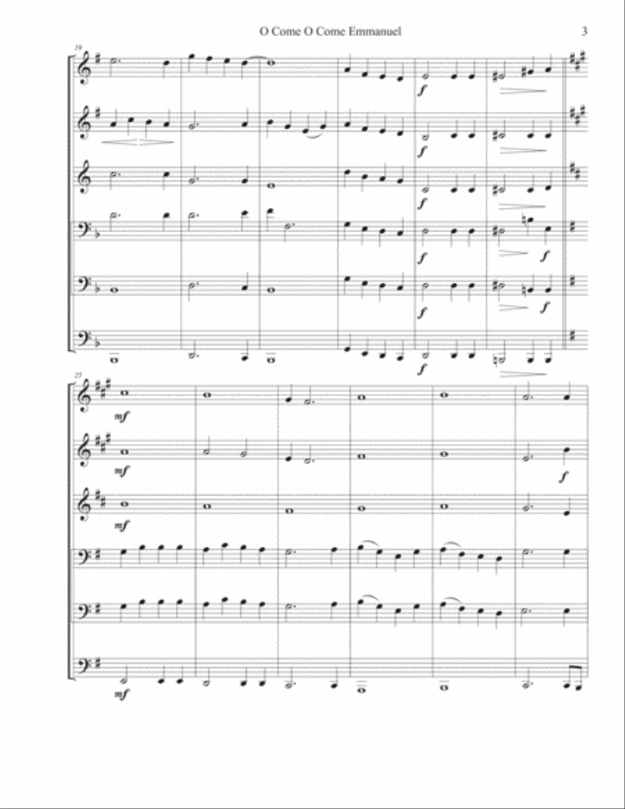 O Come O Come Emmanuel - Brass Sextet Brass Ensemble scores gallery preview page 4