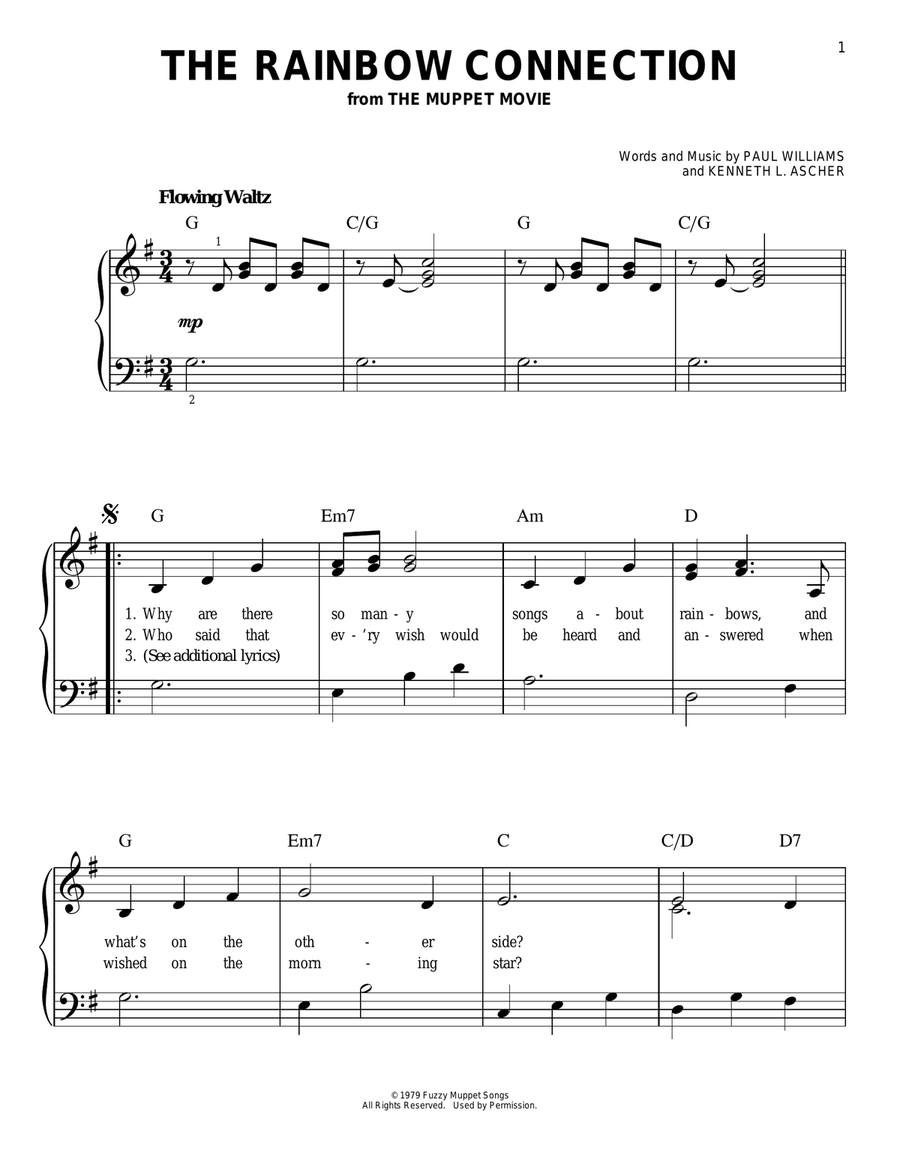 The Rainbow Connection Easy Piano scores gallery preview page 1