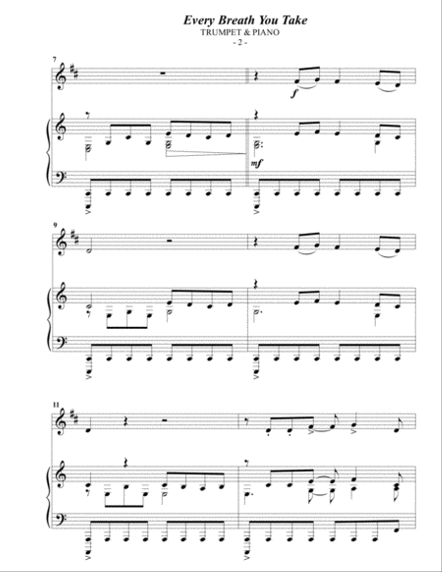 Every Breath You Take B-Flat Trumpet scores gallery preview page 2