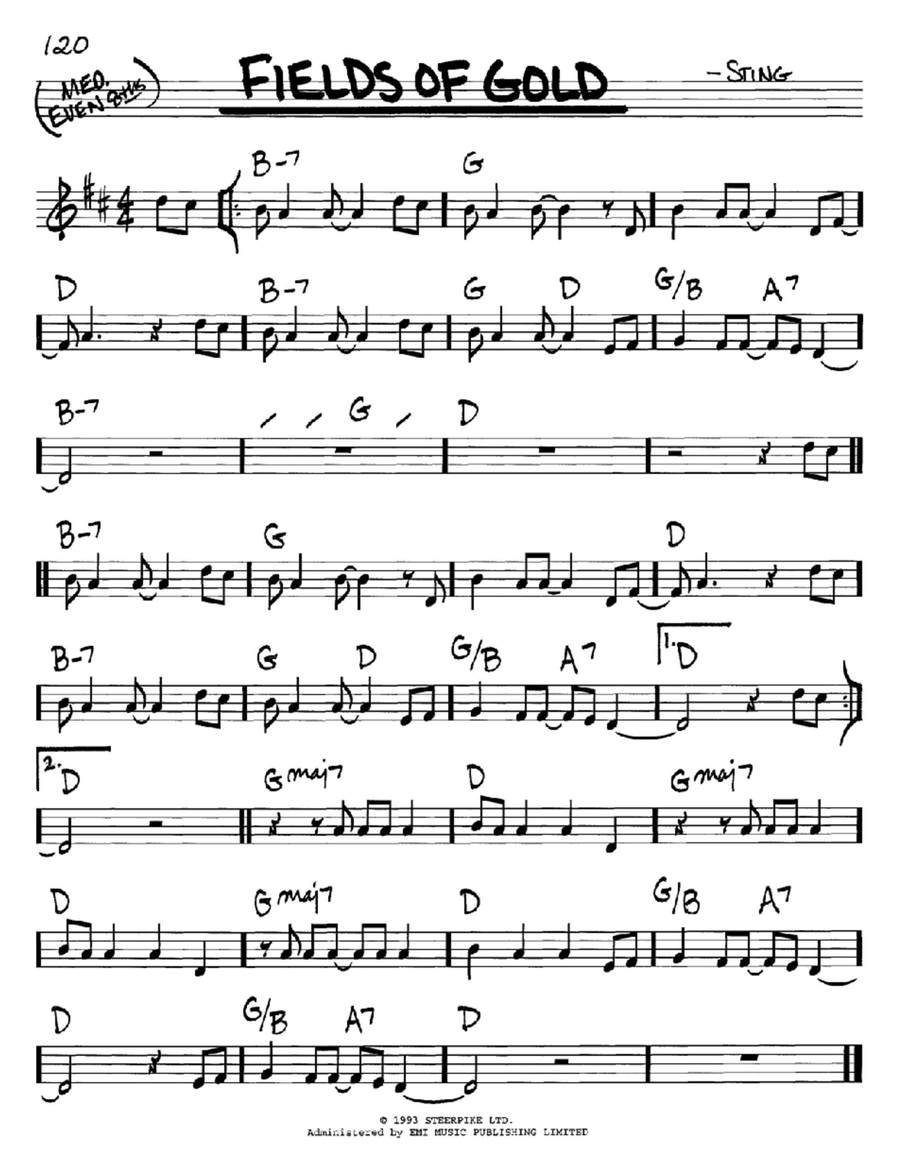 Fields Of Gold C Instrument scores gallery preview page 1