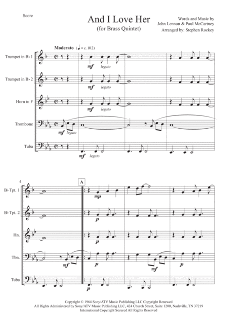 And I Love Her Brass Ensemble scores gallery preview page 3