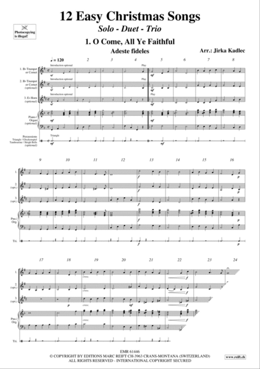 12 Easy Christmas Songs Brass Duet scores gallery preview page 3