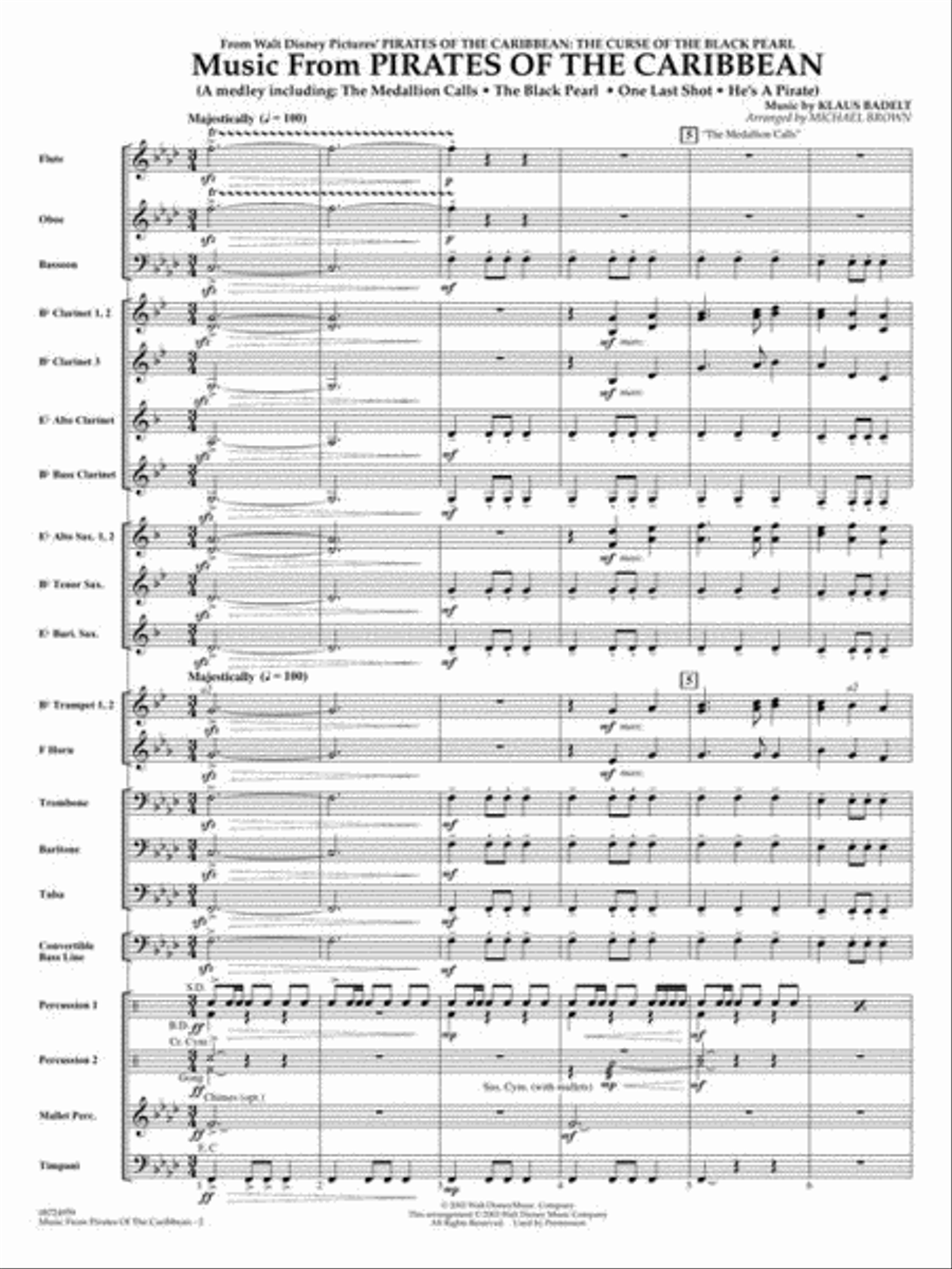 Music from Pirates of the Caribbean Concert Band scores gallery preview page 4
