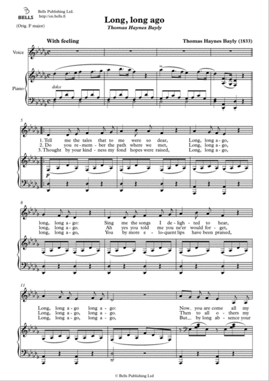 Long, long ago (Solo song) (D-flat Major) Voice Solo scores gallery preview page 1
