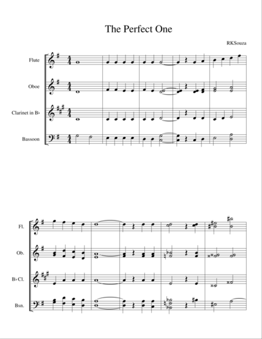 The Perfect One The Perfect One Woodwind Quartet scores gallery preview page 1