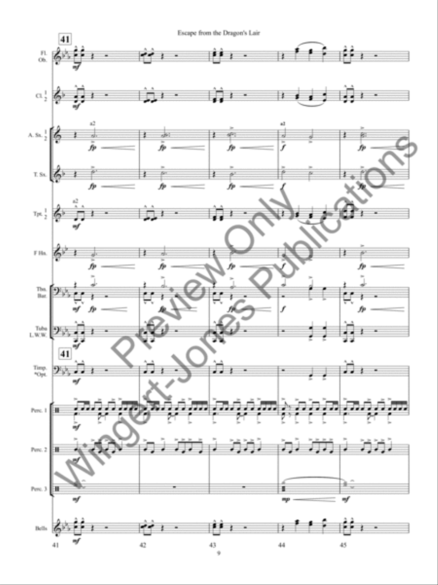 Escape from the Dragons Lair Concert Band scores gallery preview page 13