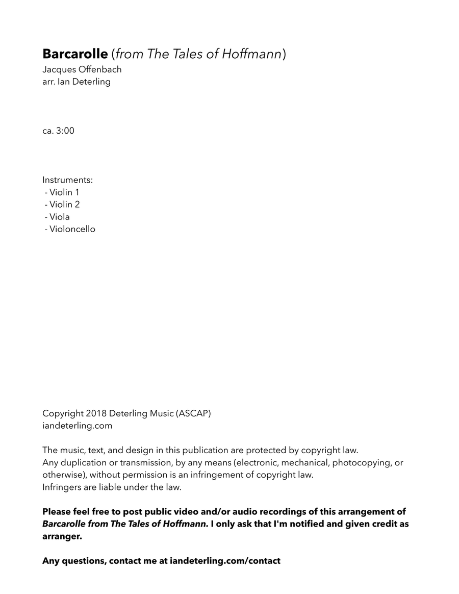 Barcarolle (for String Quartet) String Quartet scores gallery preview page 3