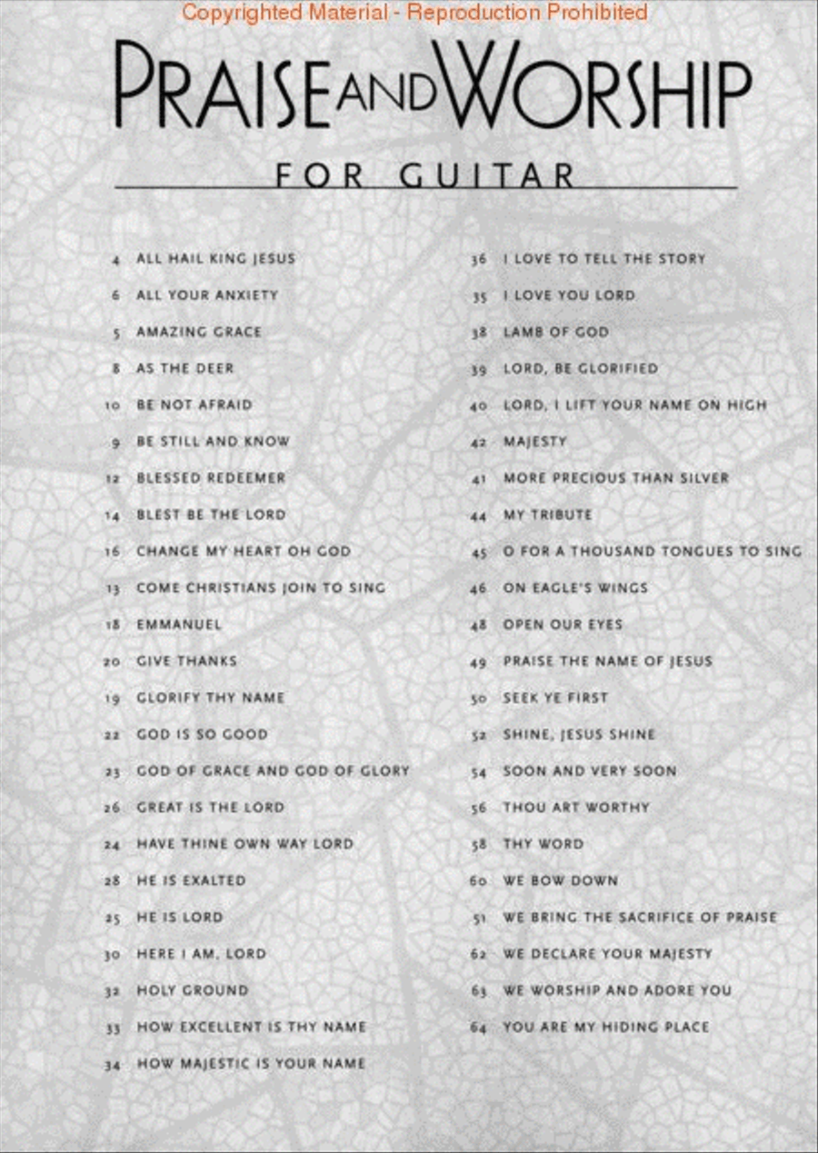 Praise and Worship for Guitar Guitar Tablature scores gallery preview page 2