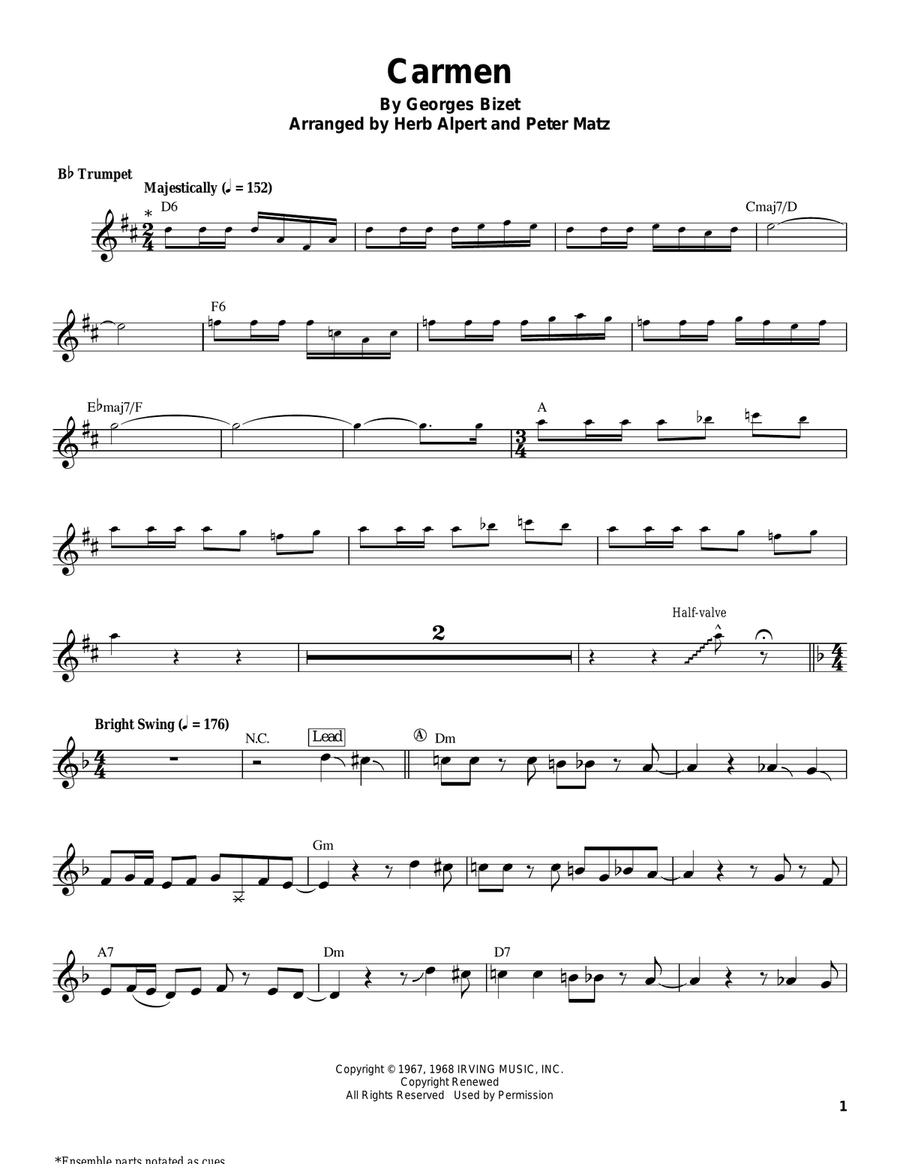 Carmen Trumpet scores gallery preview page 1