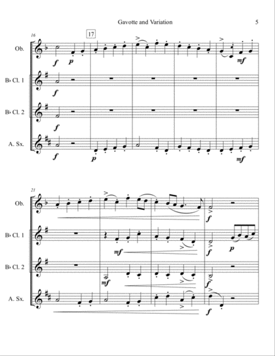 Gavotte and Variation - Woodwind Quartet Woodwind Quartet scores gallery preview page 5