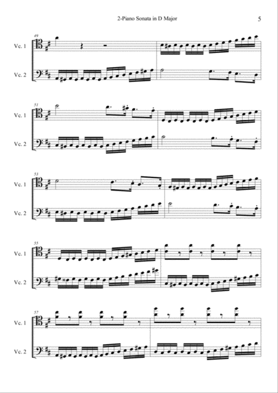 2 Piano Sonata in D Major K.448 Cello scores gallery preview page 5