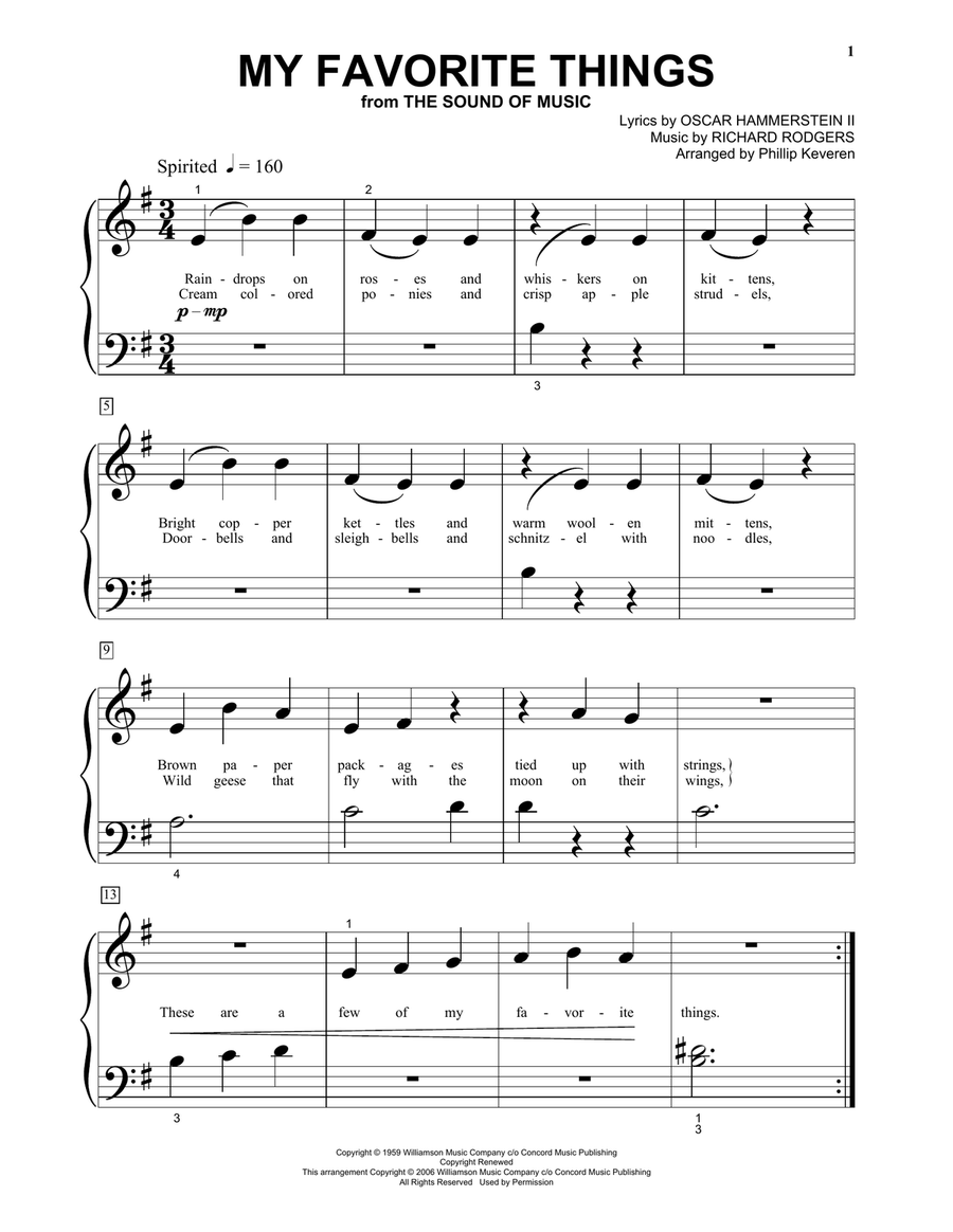 My Favorite Things (from The Sound Of Music) (arr. Phillip Keveren) Piano Solo scores gallery preview page 1