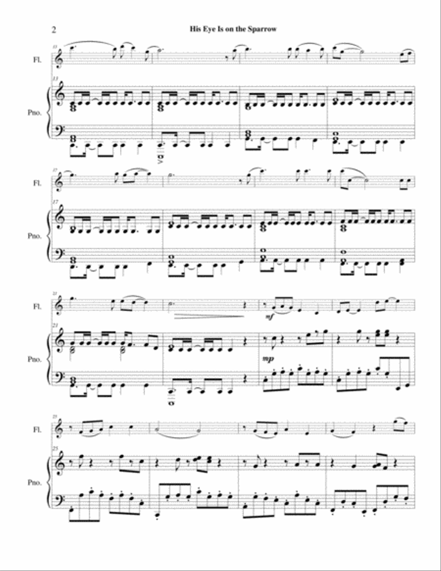 His Eye Is on the Sparrow Flute Solo scores gallery preview page 3