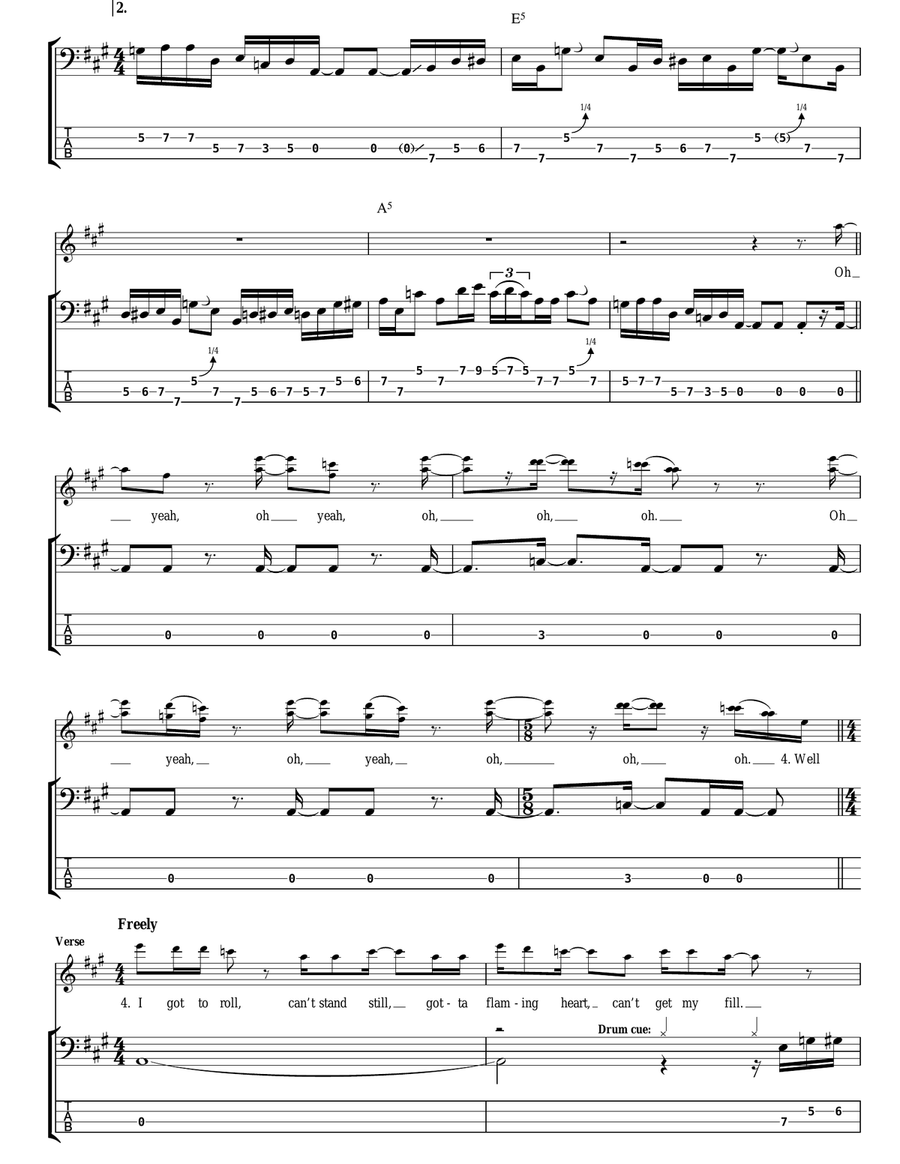 Black Dog Black Dog Bass Guitar Tablature scores gallery preview page 2