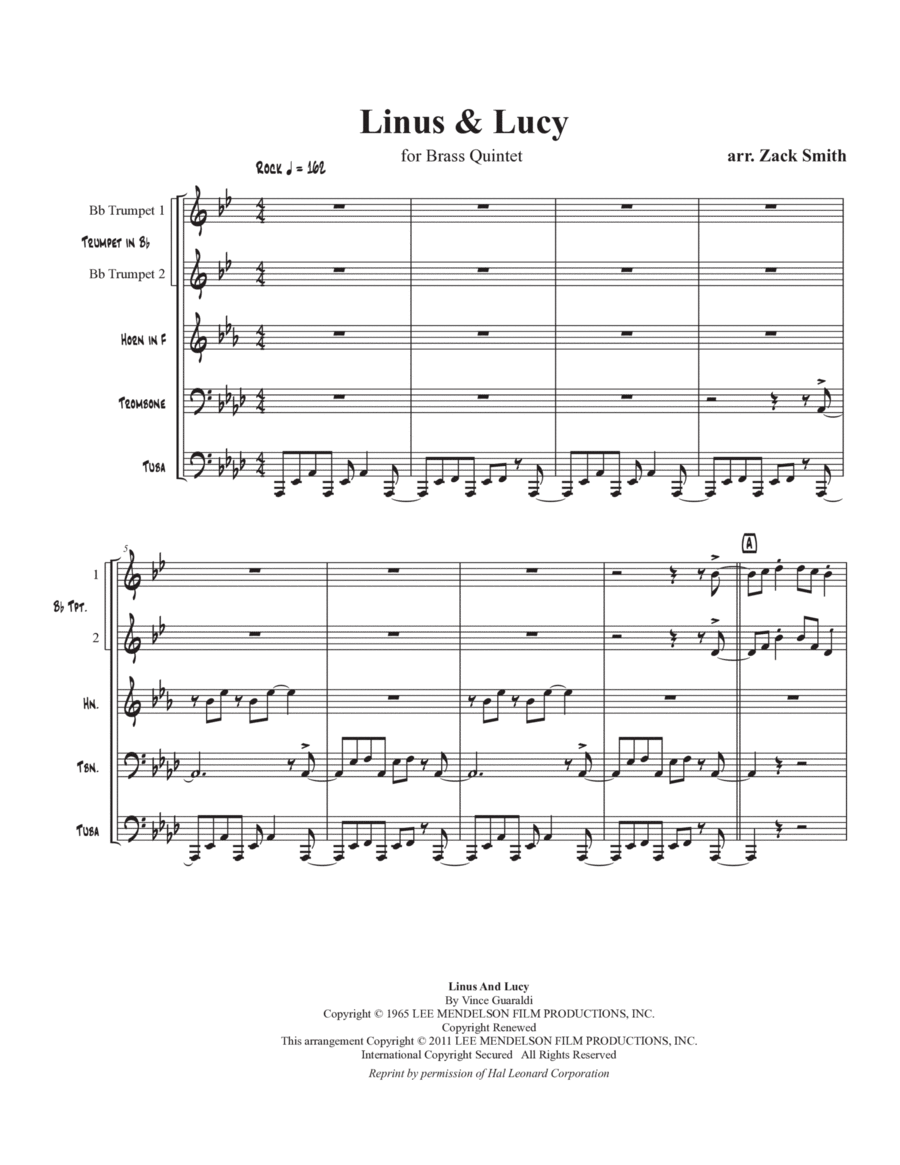 Linus And Lucy Brass Quintet scores gallery preview page 1