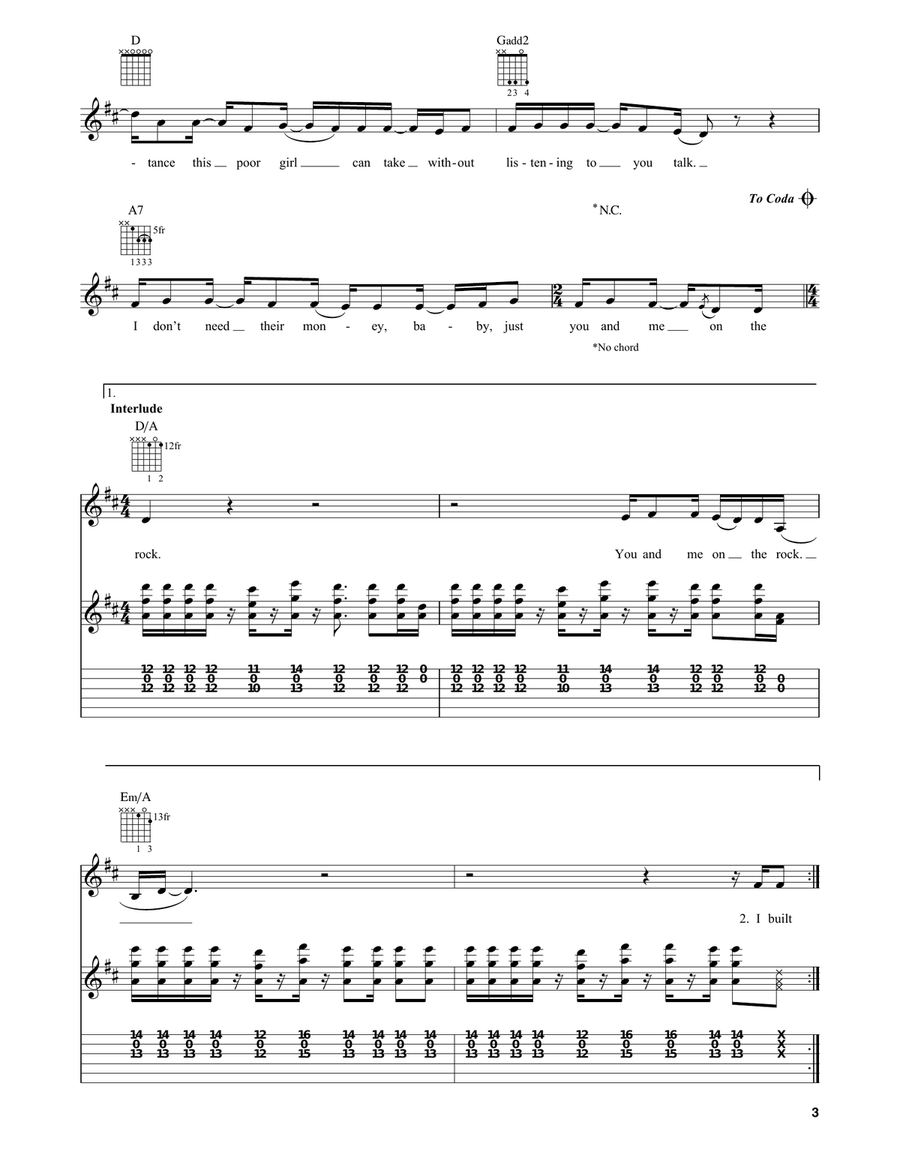 You And Me On The Rock (feat. Lucius) Acoustic Guitar scores gallery preview page 3