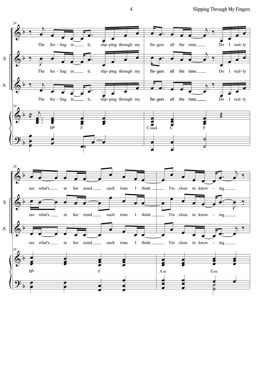 Slipping Through My Fingers Piano, Vocal scores gallery preview page 4