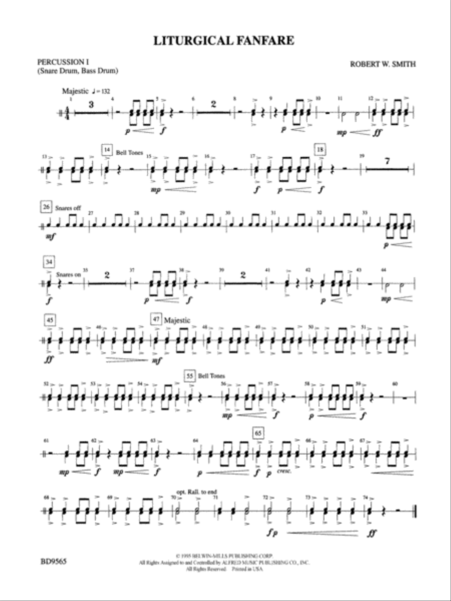 Liturgical Fanfare: 1st Percussion Concert Band scores gallery preview page 1