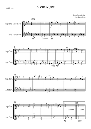 Silent Night (Christmas Song) for Soprano Saxophone & Alto Saxophone Duo