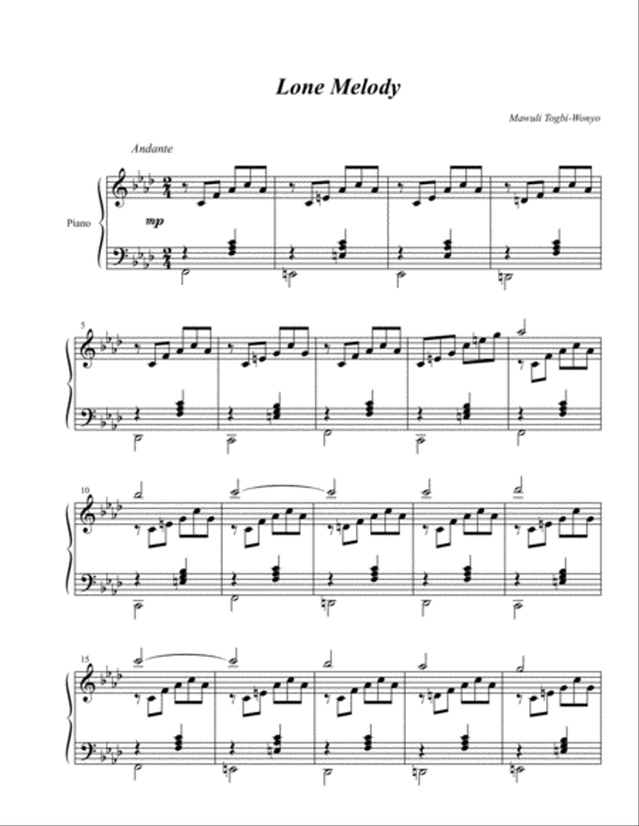 Lone Melody Piano Solo scores gallery preview page 1