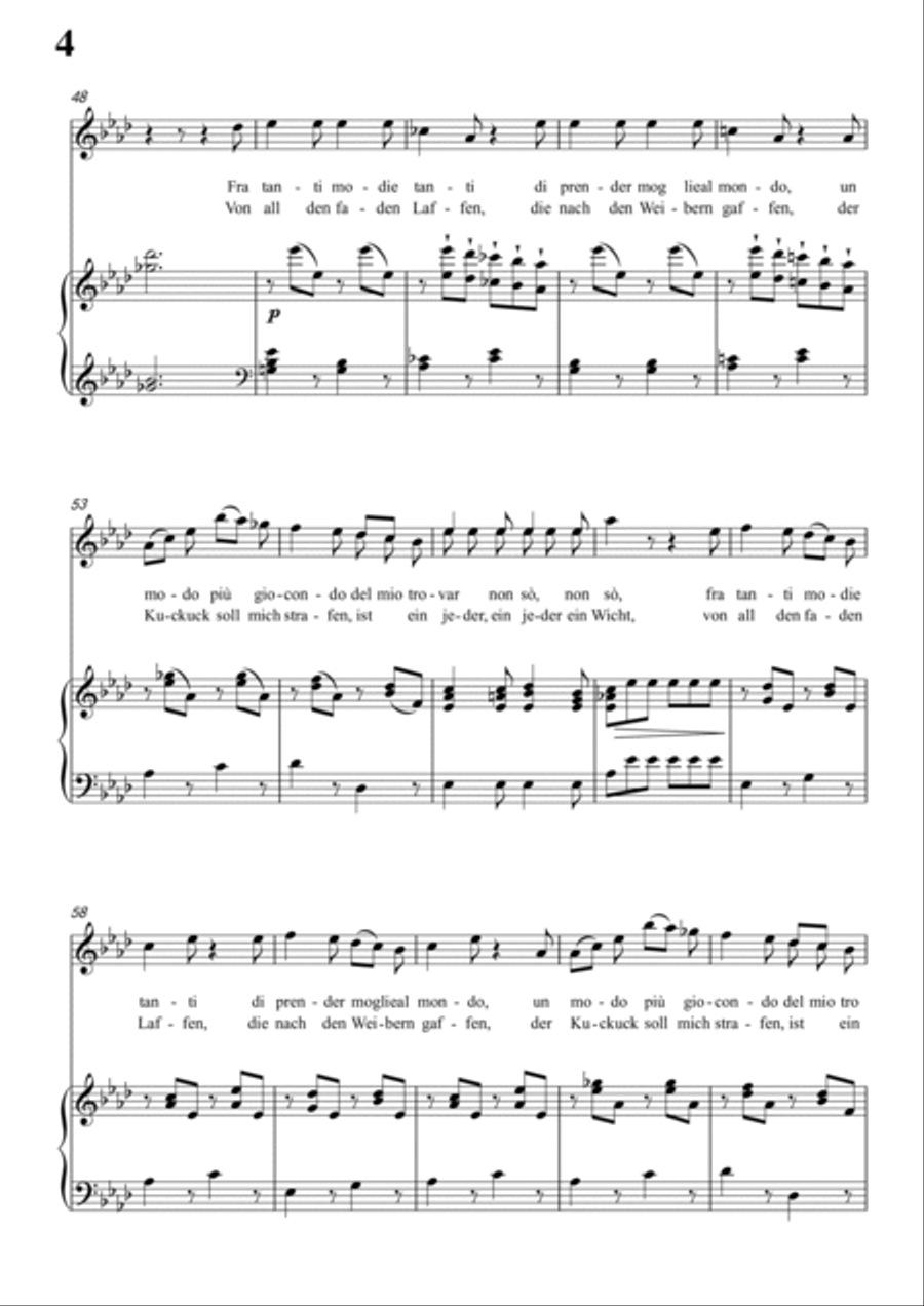 Schubert-Il modo di prender moglie,Op.83 No.3 in bA for Vocal and Piano Voice scores gallery preview page 5