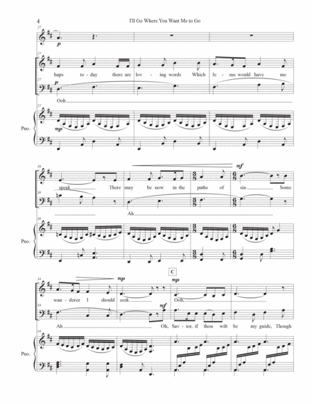 I'll Go Where You Want Me to Go - 2-Part Mixed Chorus, Piano, C instrument image number null