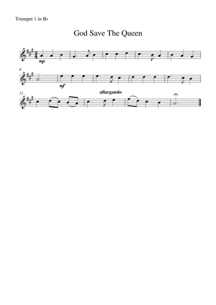 God Save the Queen (English National Anthem) for brass quintet image number null