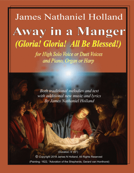Away in a Manger (Gloria, Gloria All Be Blessed!) for Soloist (or Duet), Piano, Organ or Harp image number null
