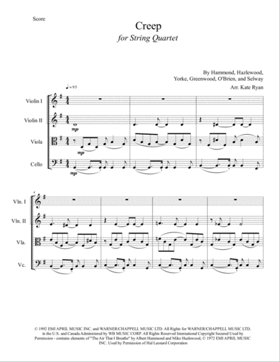 Creep String Quartet scores gallery preview page 2