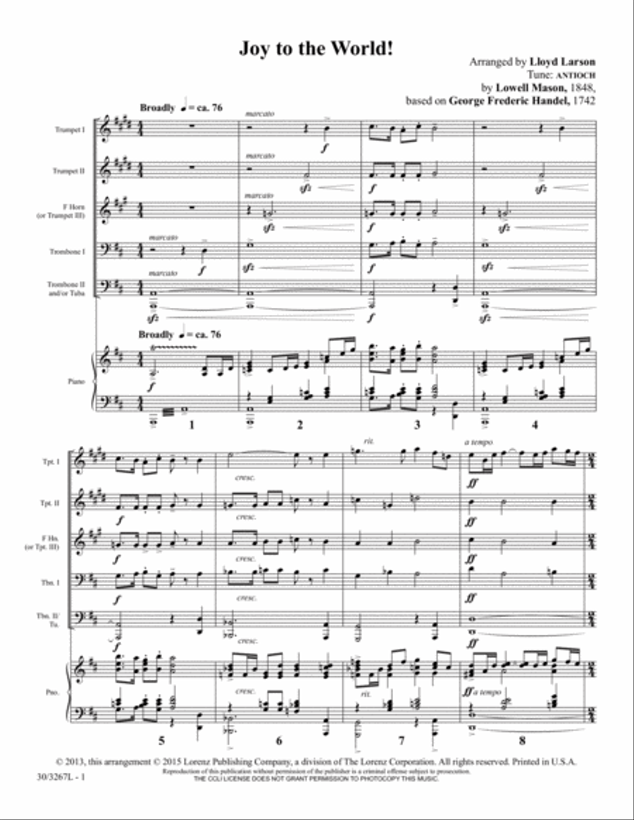 Joy to the World! Joy to the World! Brass Ensemble scores gallery preview page 3