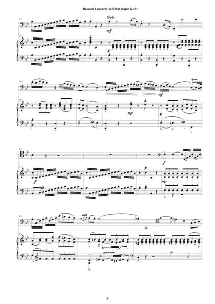 Mozart - Bassoon Concerto in B flat major K 191 for Bassoon and Piano - Score and Part image number null
