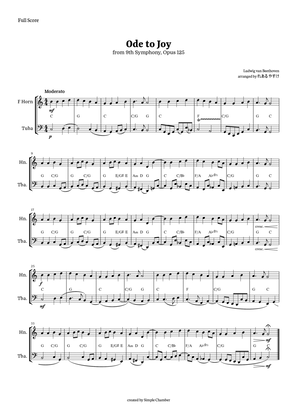 Ode to Joy for Horn in F and Tuba by Beethoven Opus 125