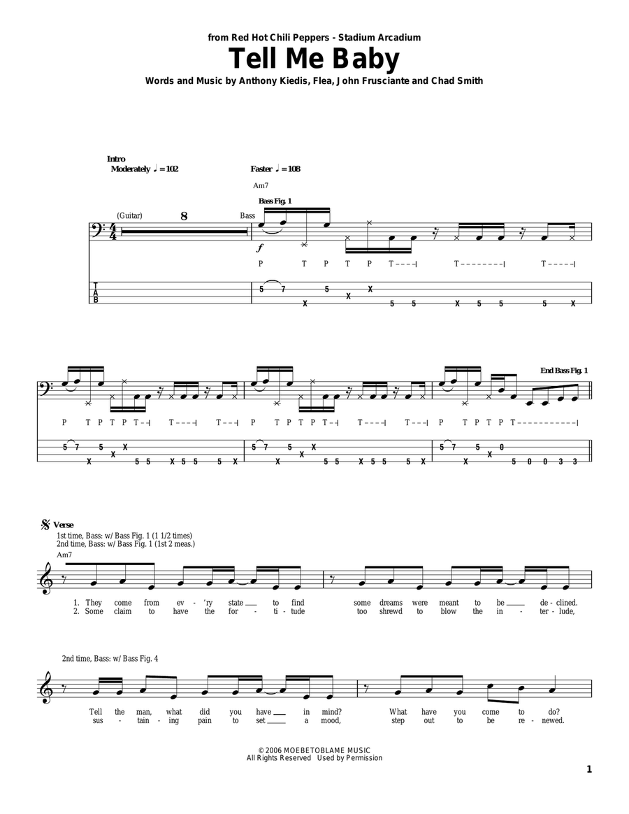 Tell Me Baby Acoustic Guitar scores gallery preview page 1