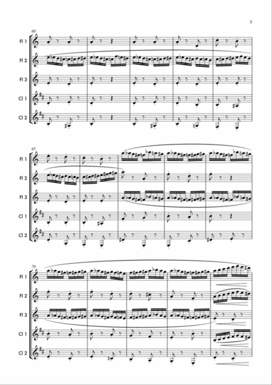 Flight of the Bumblebee by Nikolai Rimsky-Korsakov Woodwind Ensemble scores gallery preview page 6