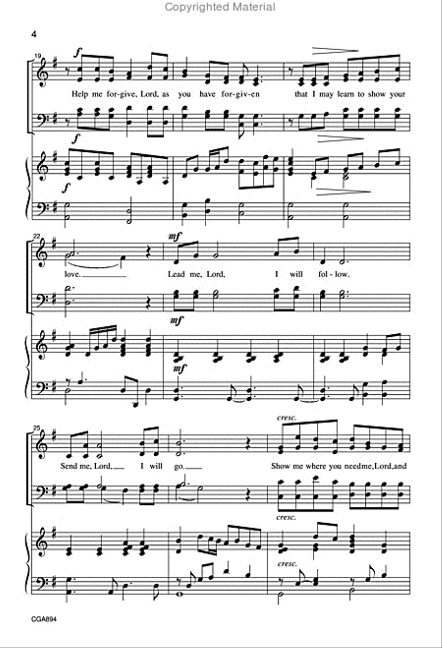 Where You Need Me I Will Go (SATB) 4-Part scores gallery preview page 4