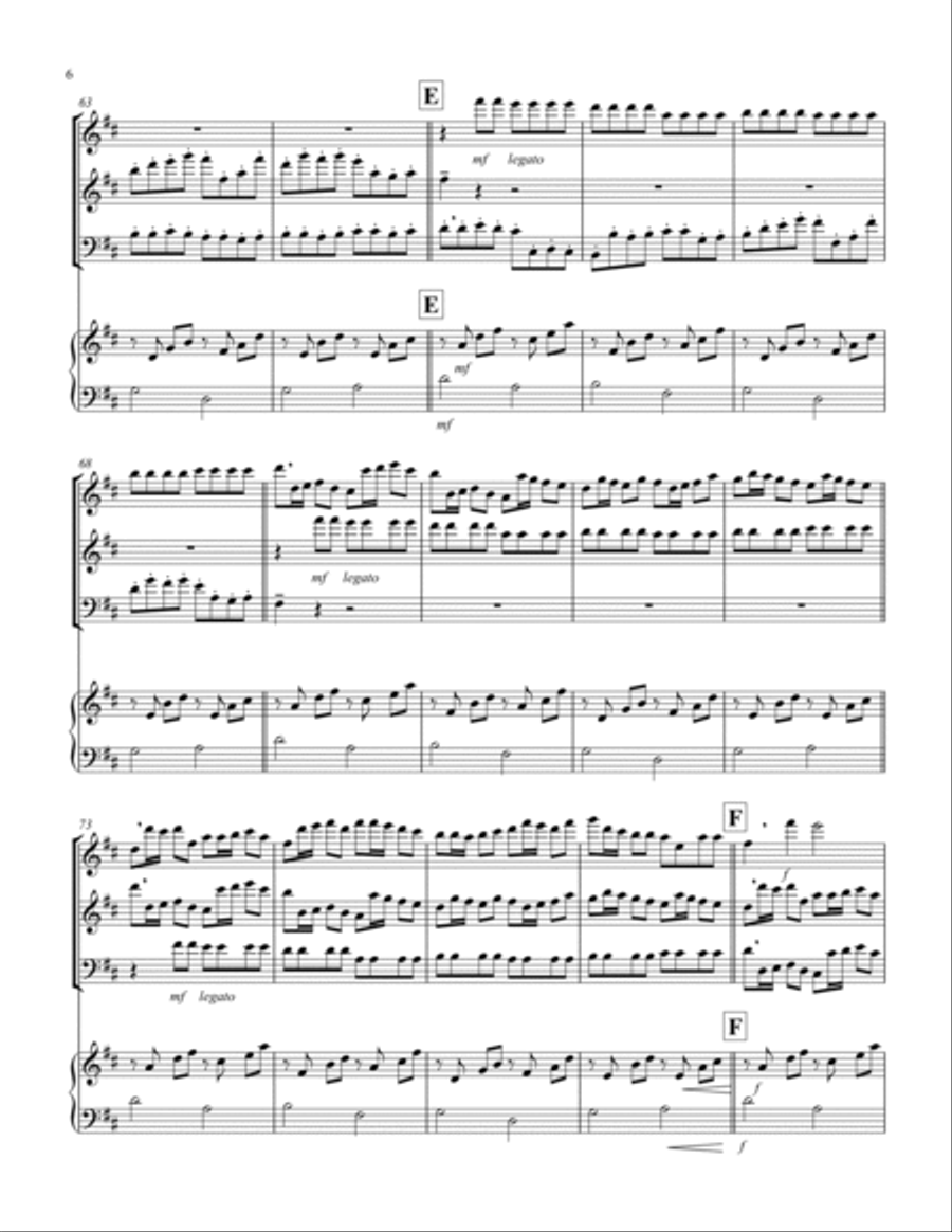 Canon in D (Pachelbel) (D) (Woodwind Trio - 1 Flute, 1 Oboe, 1 Bassoon), Keyboard) Chamber Music scores gallery preview page 6